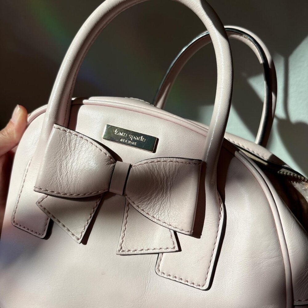 kate spade NWOT Lottie Bow Satchel Baby Pink Shoulder handbag Pristine - Picture 2 of 5